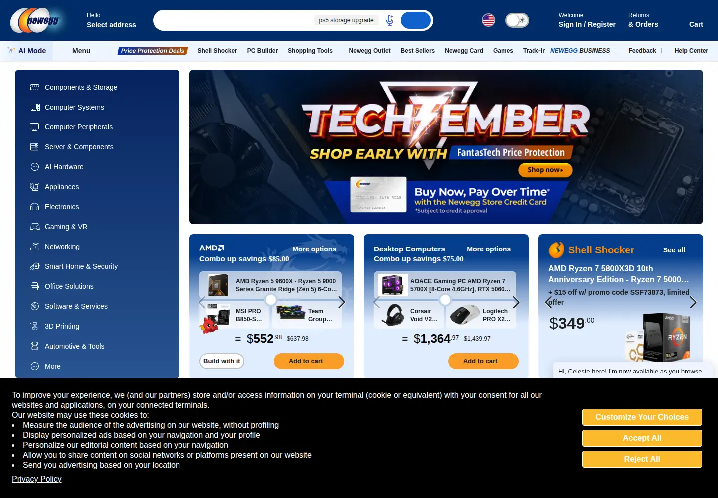 Screenshot of newegg.com