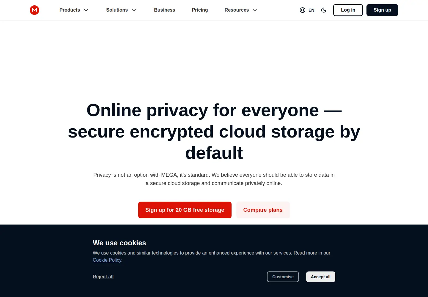 Screenshot of mega.co.nz