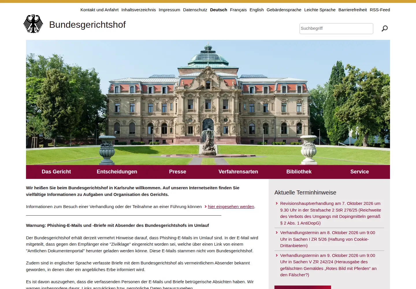 Screenshot of bundesgerichtshof.de