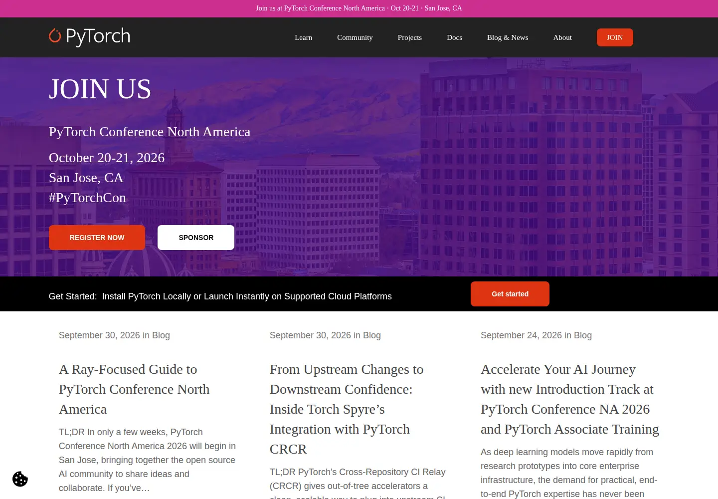 Screenshot of pytorch.org