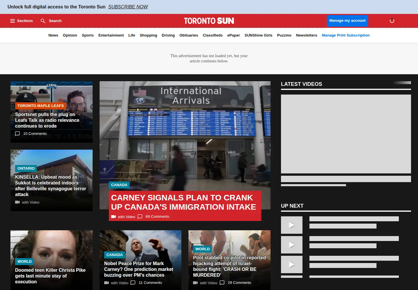 Screenshot of torontosun.com