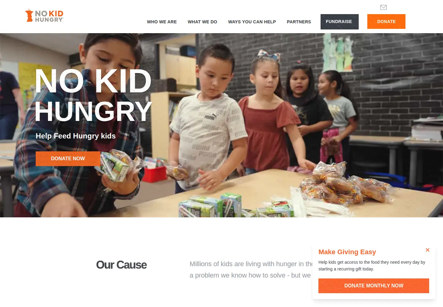Screenshot of nokidhungry.org