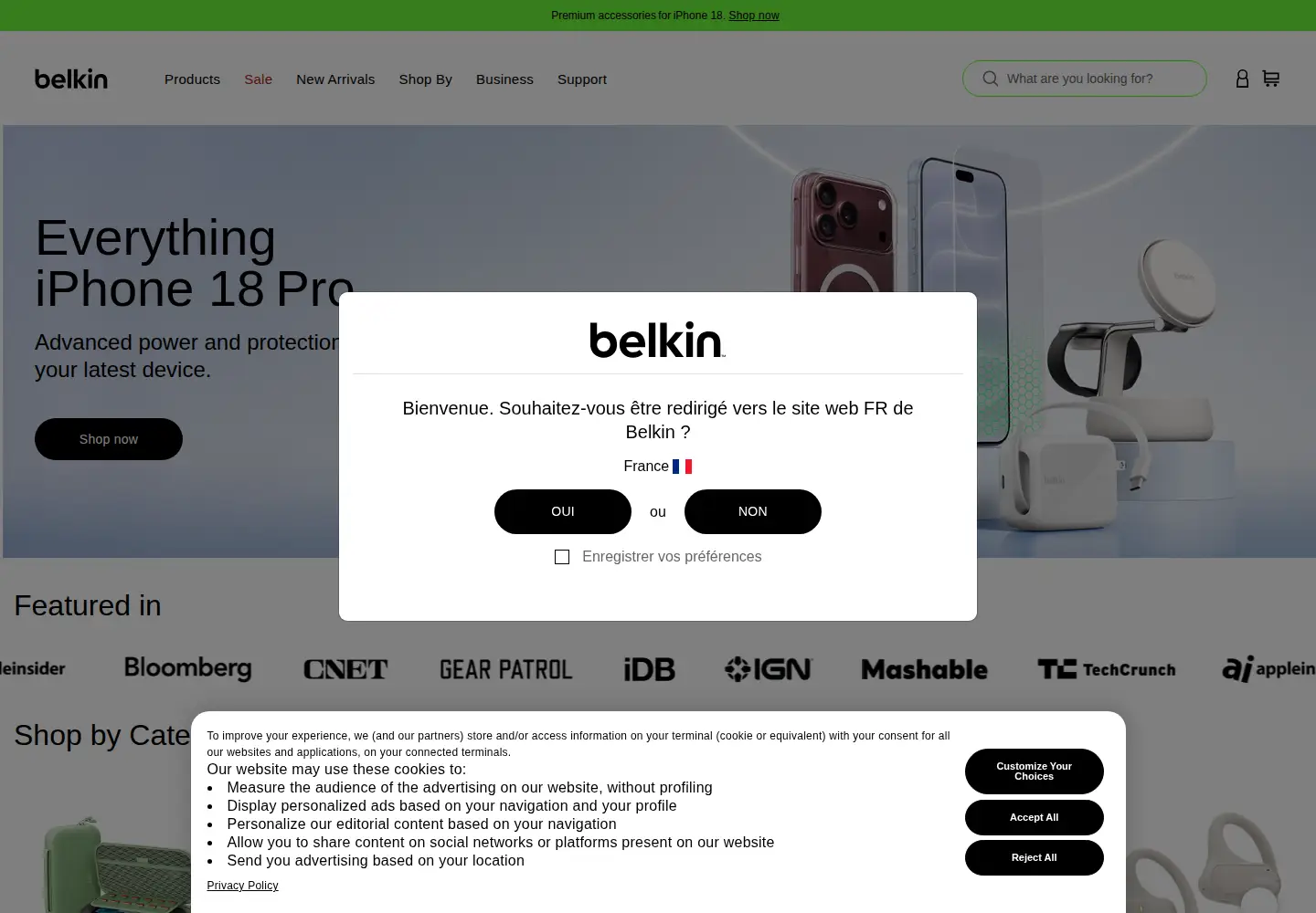 Screenshot of belkin.com
