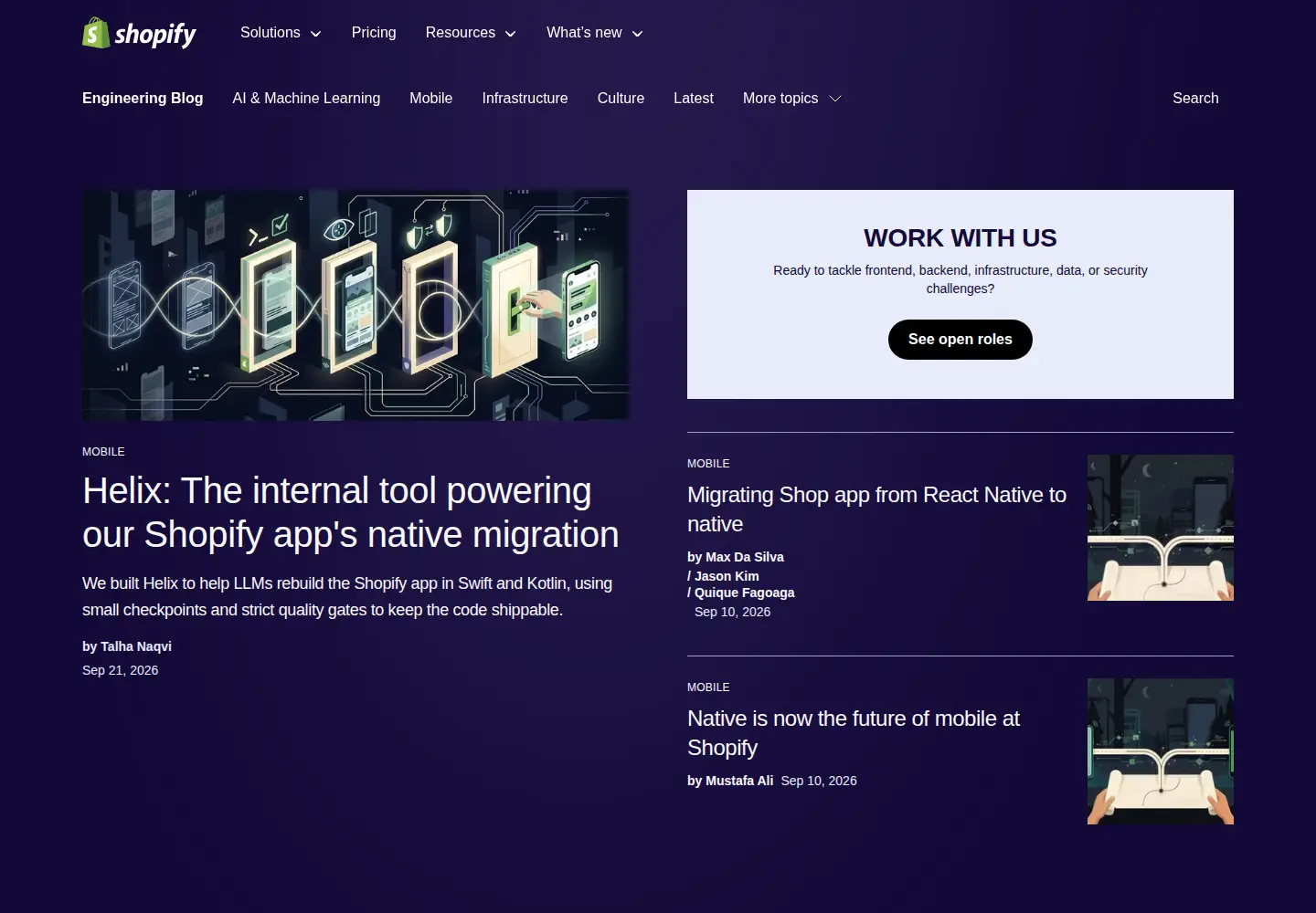 Screenshot of shopify.engineering