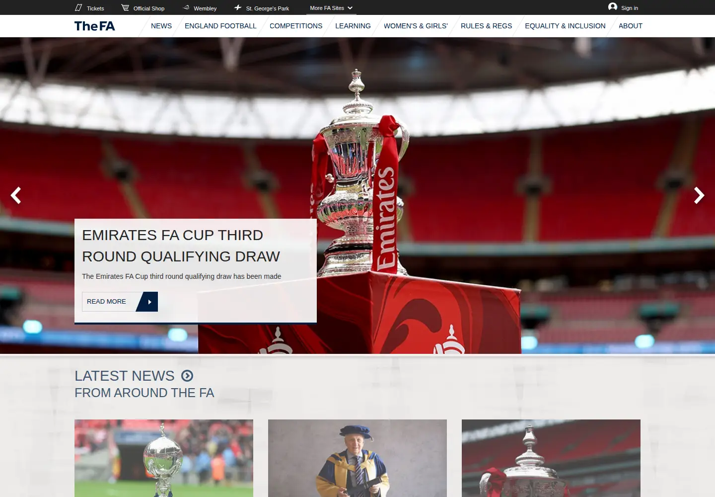 Screenshot of thefa.com