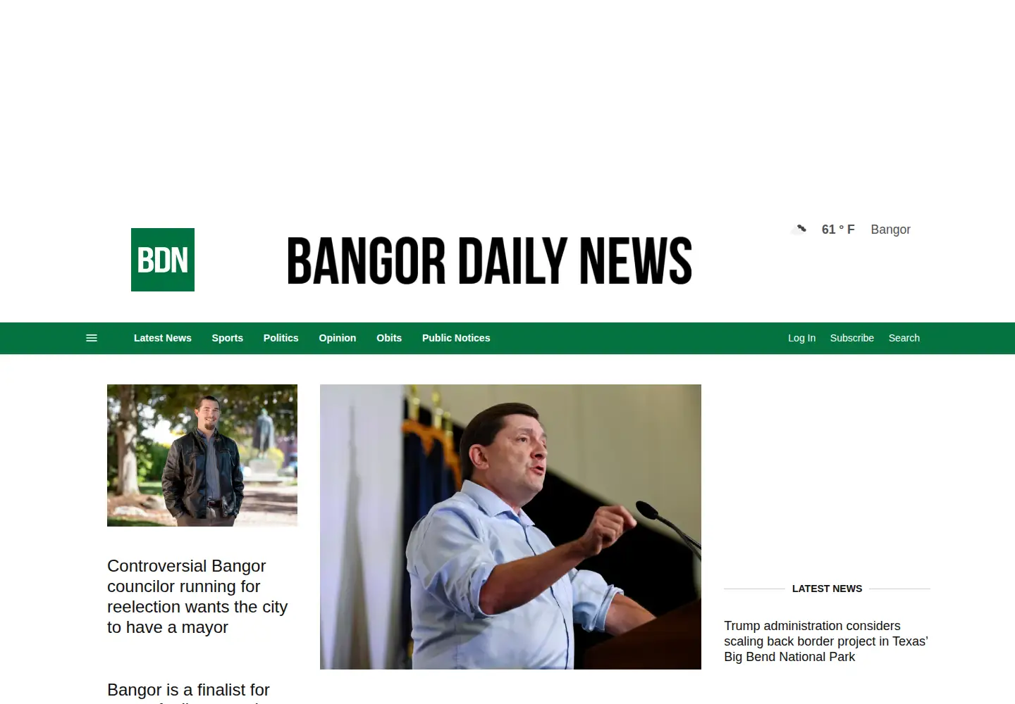 Screenshot of bangordailynews.com
