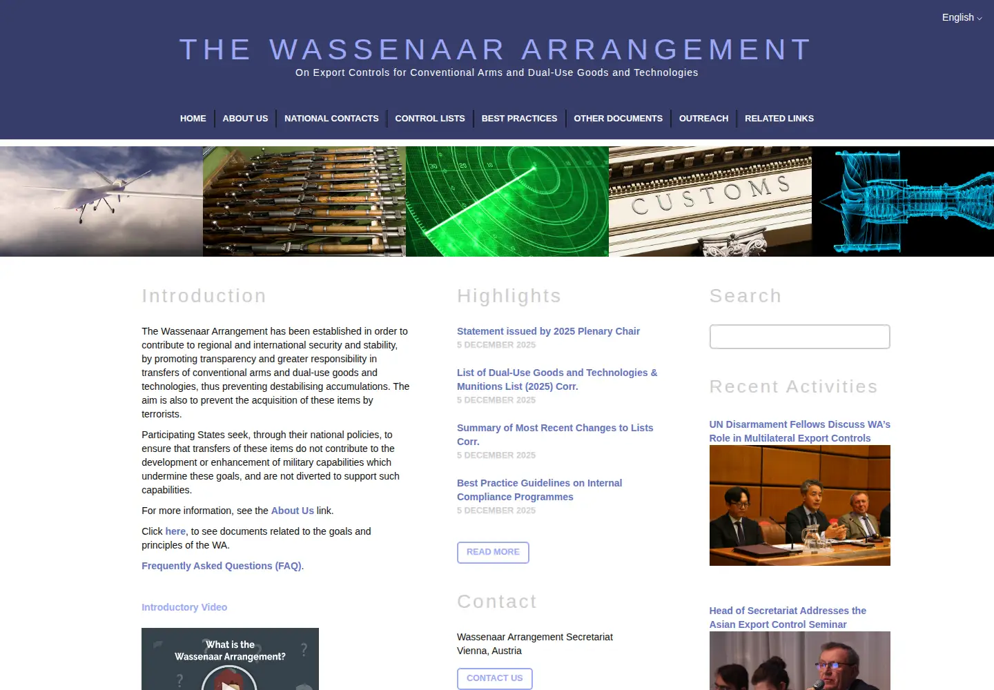 Screenshot of wassenaar.org