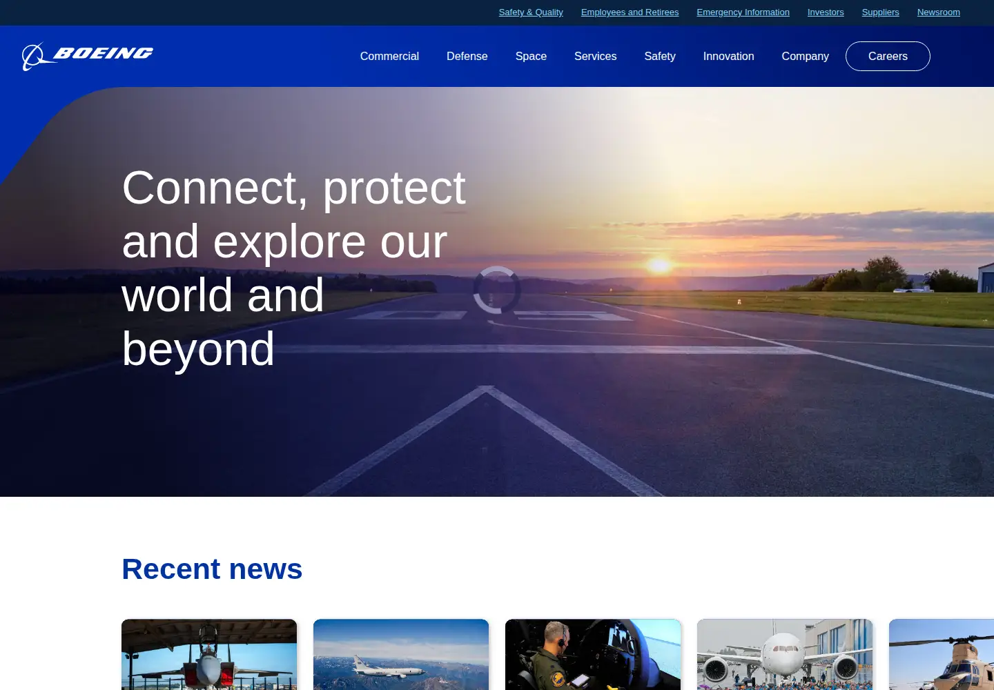 Screenshot of boeing.com