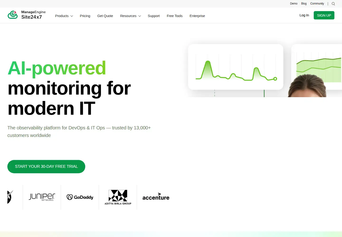 Screenshot of site24x7.com