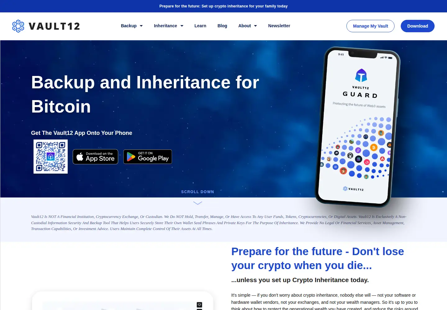 Screenshot of vault12.com