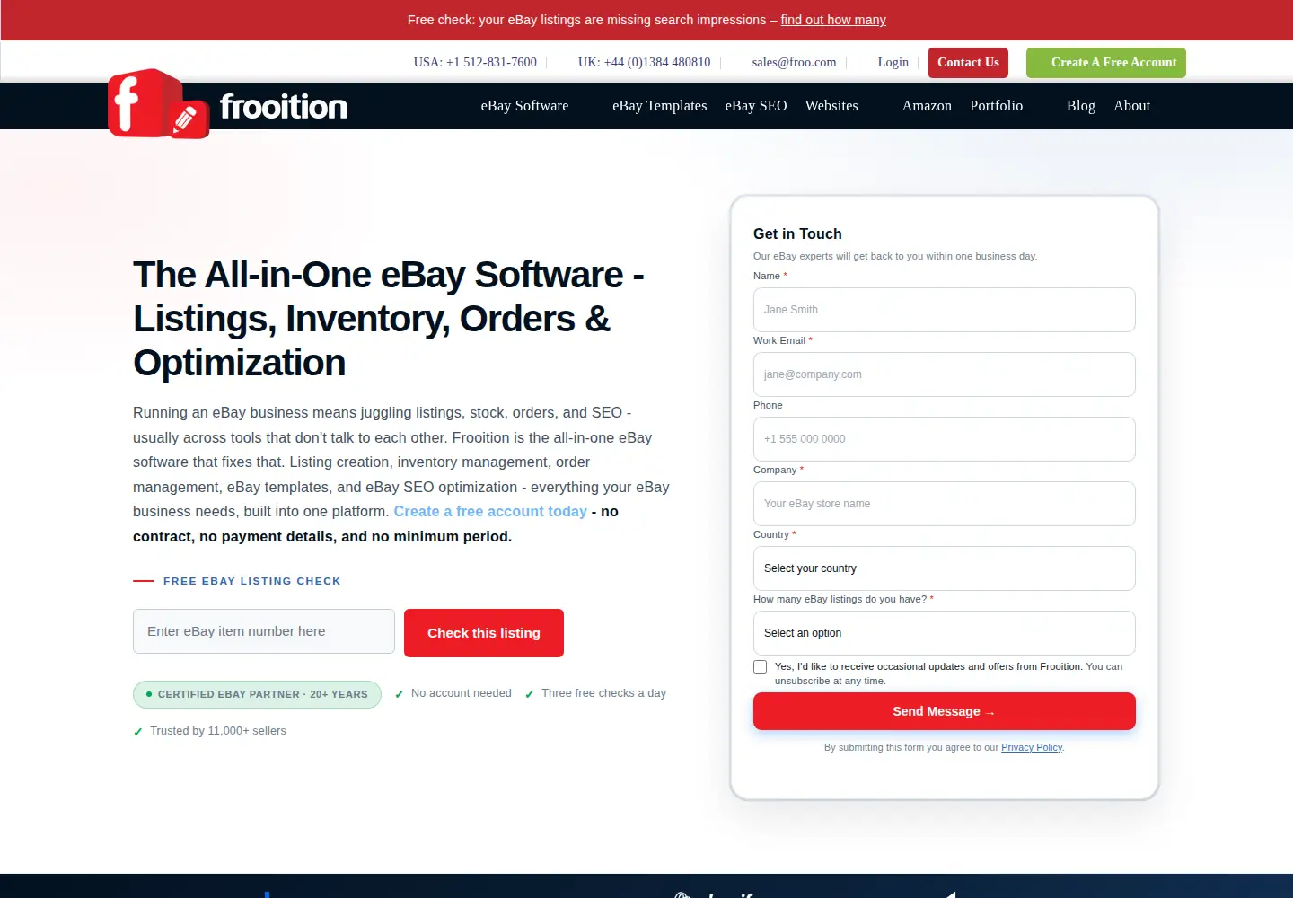 Captured homepage of frooition.com in the current scan