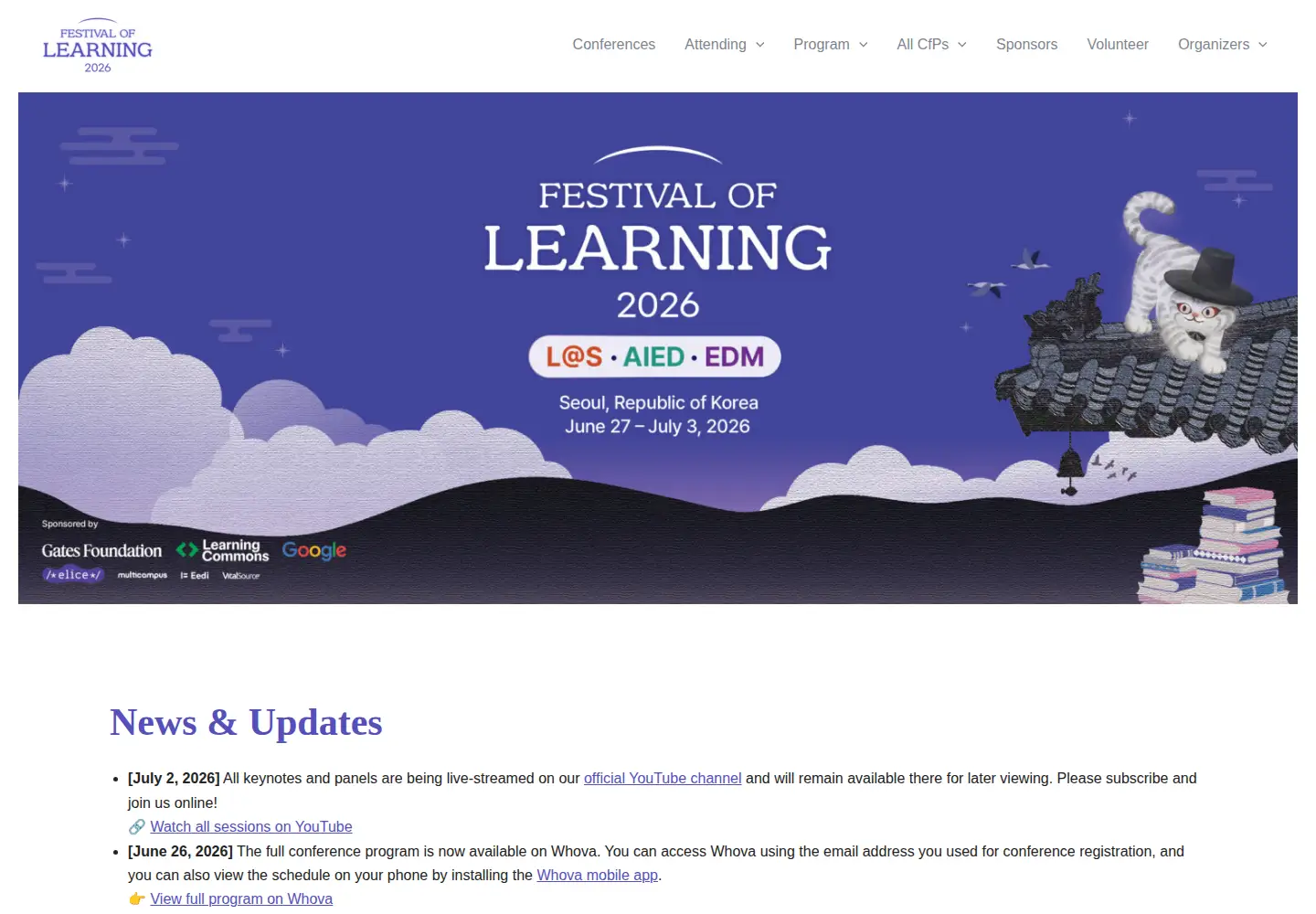 Captured homepage of festival-of-learning-2026.info in the current scan