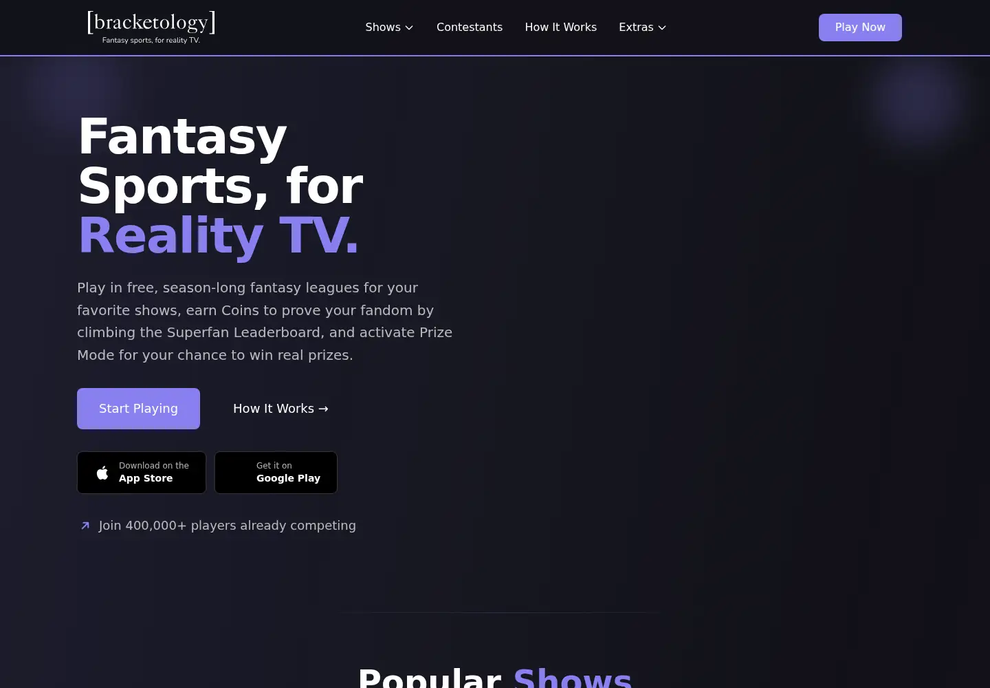 Captured homepage of bracketology.tv in the current scan