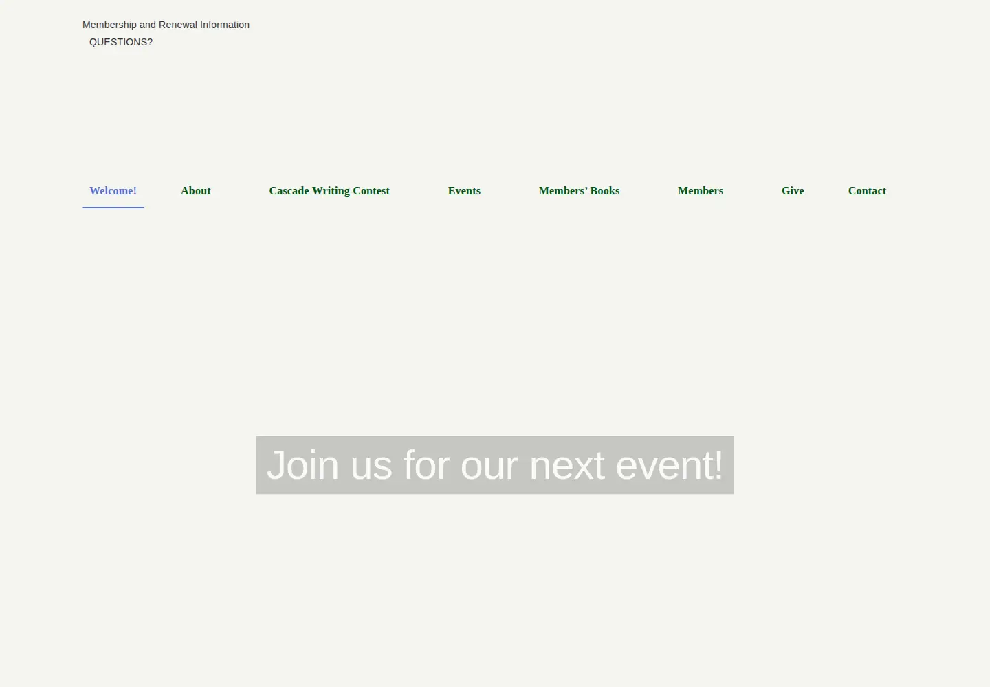 Captured homepage of cascadechristianwriters.org in the current scan