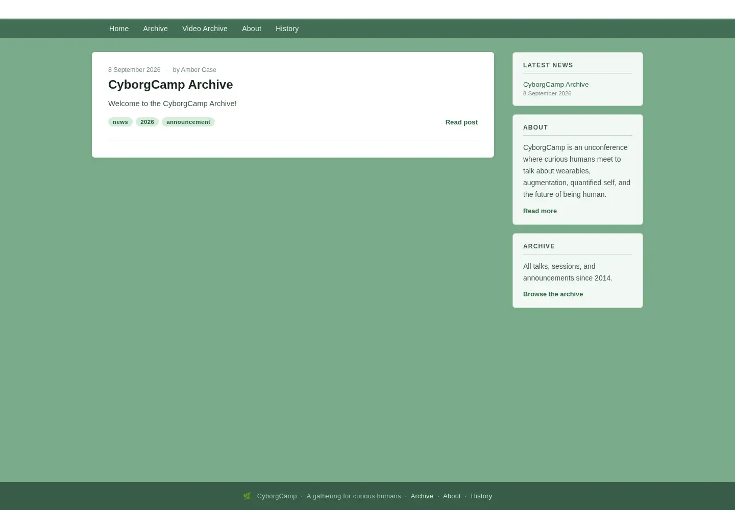 Captured homepage of cyborgcamp.com in the current scan