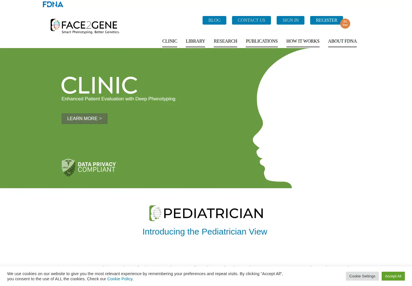 Screenshot of face2gene.com
