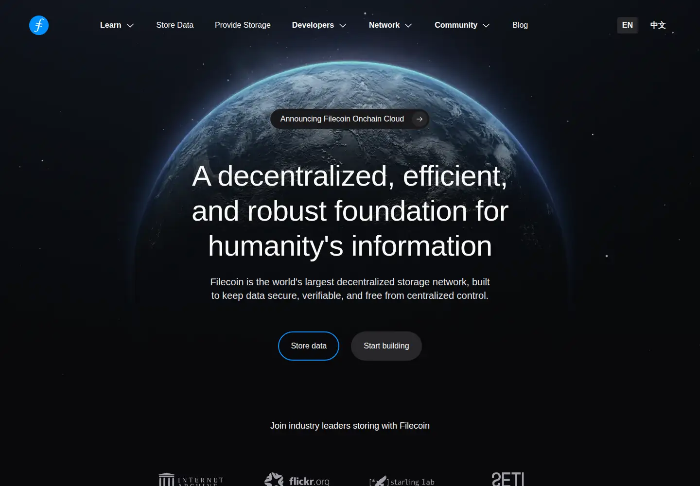 Screenshot of filecoin.io