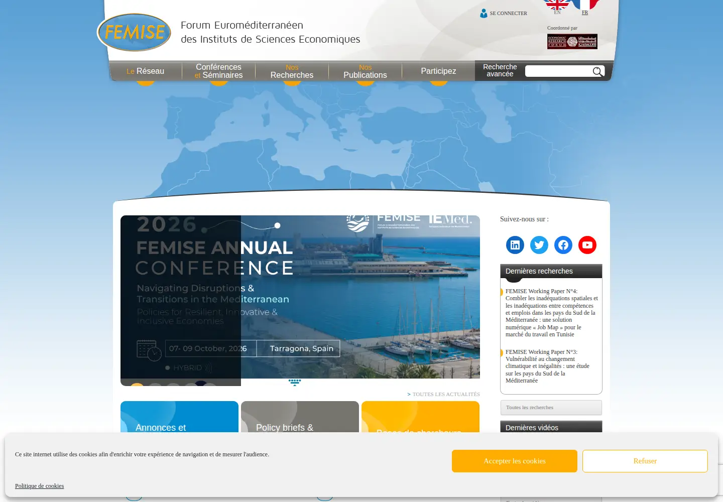 Captured homepage of femise.org in the current scan