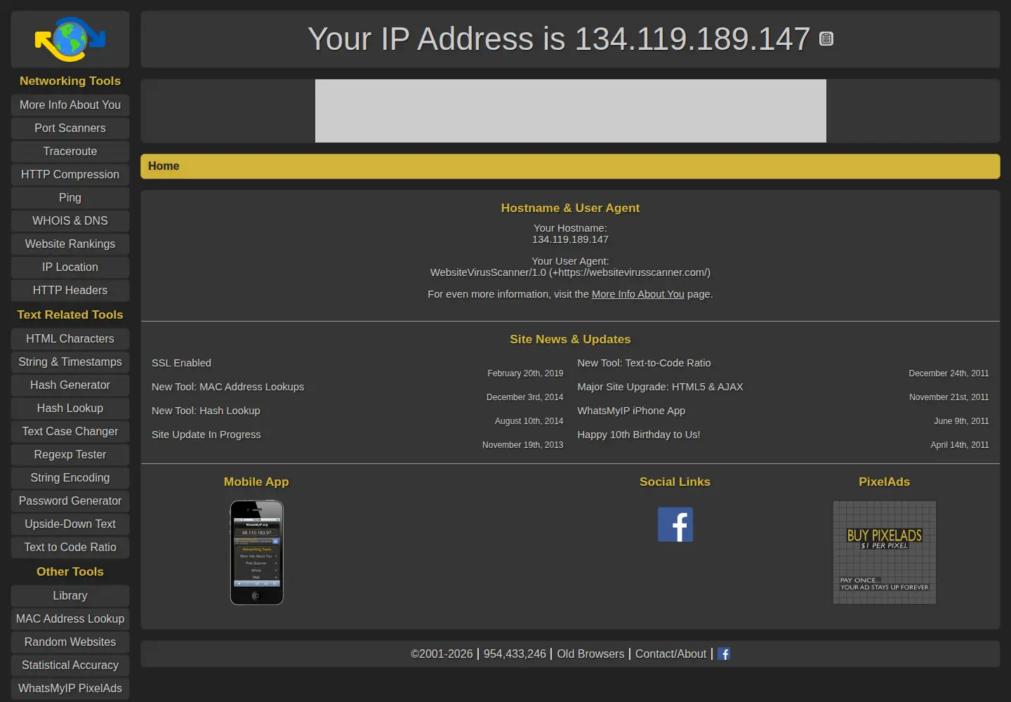 Screenshot of whatsmyip.org