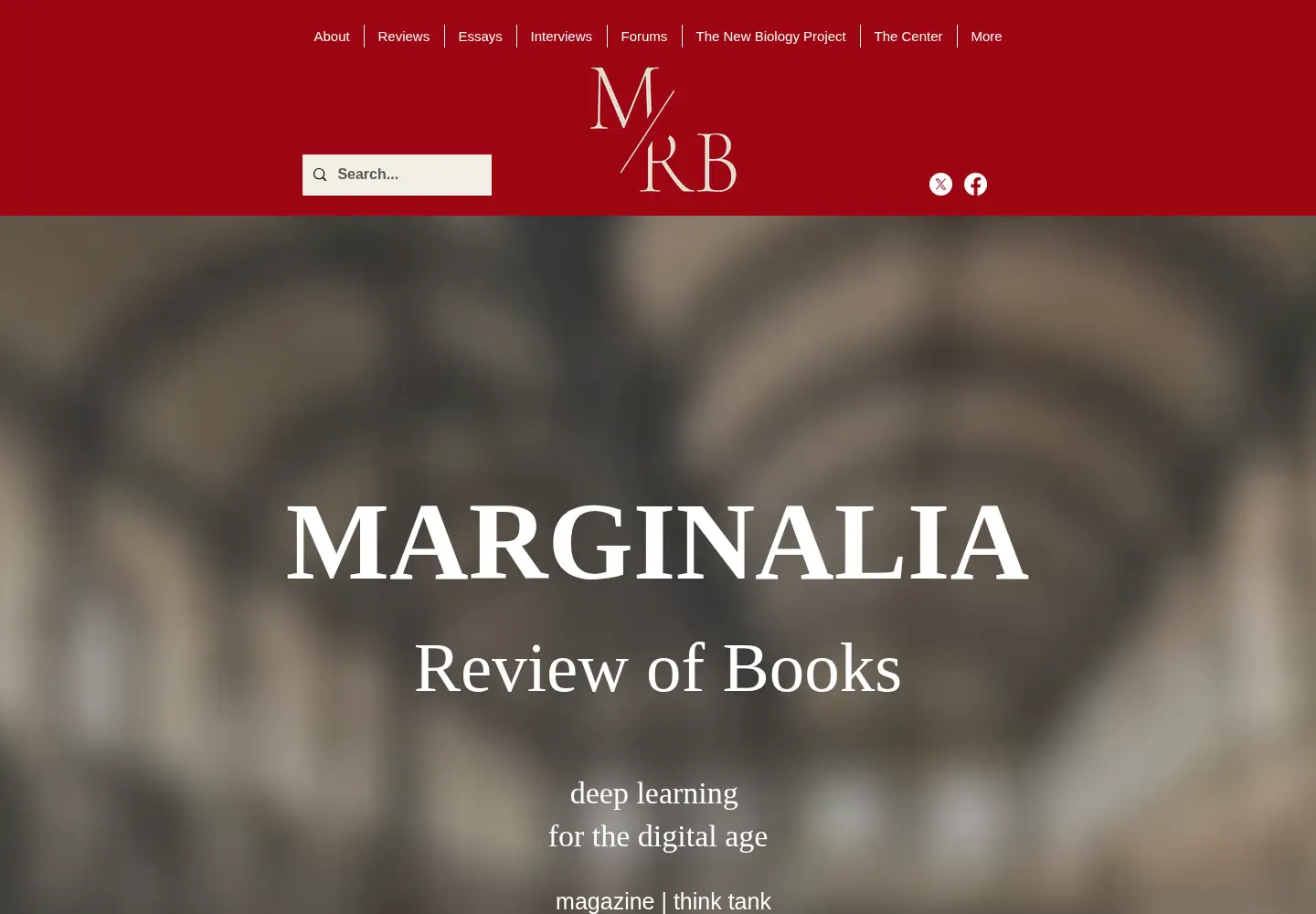 Captured homepage of marginaliareviewofbooks.com in the current scan