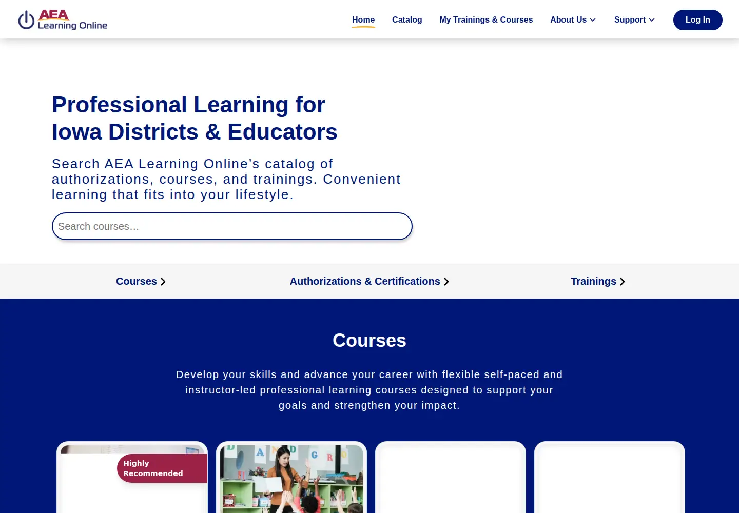 Screenshot of aealearningonline.org