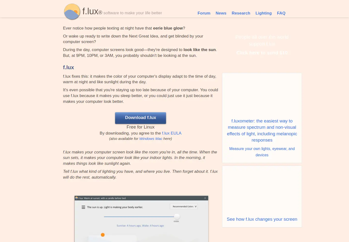 Captured homepage of justgetflux.com in the current scan