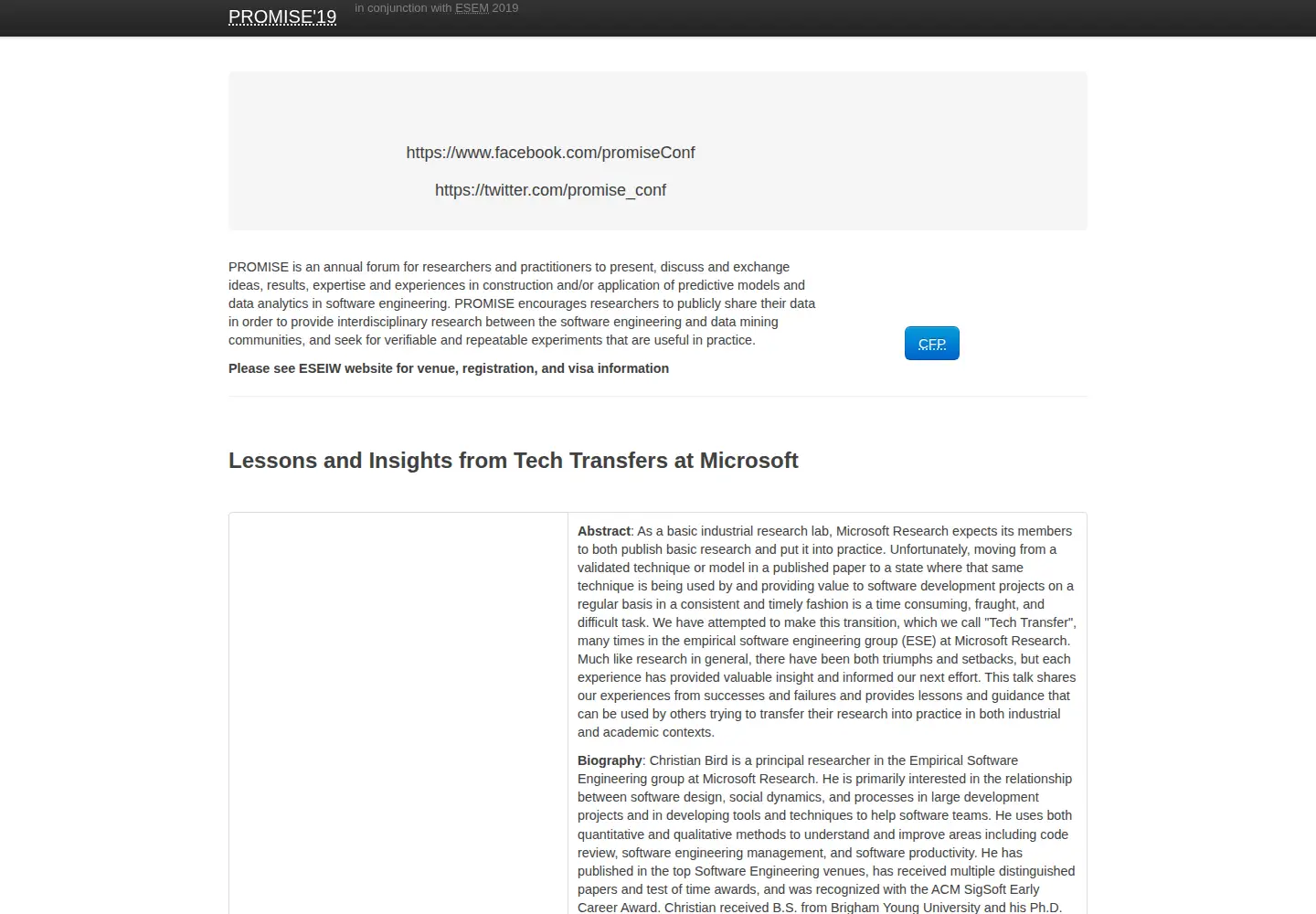 Captured homepage of promisedata.org in the current scan