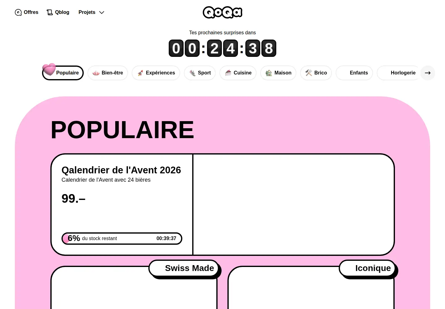 Captured homepage of qoqa.ch in the current scan