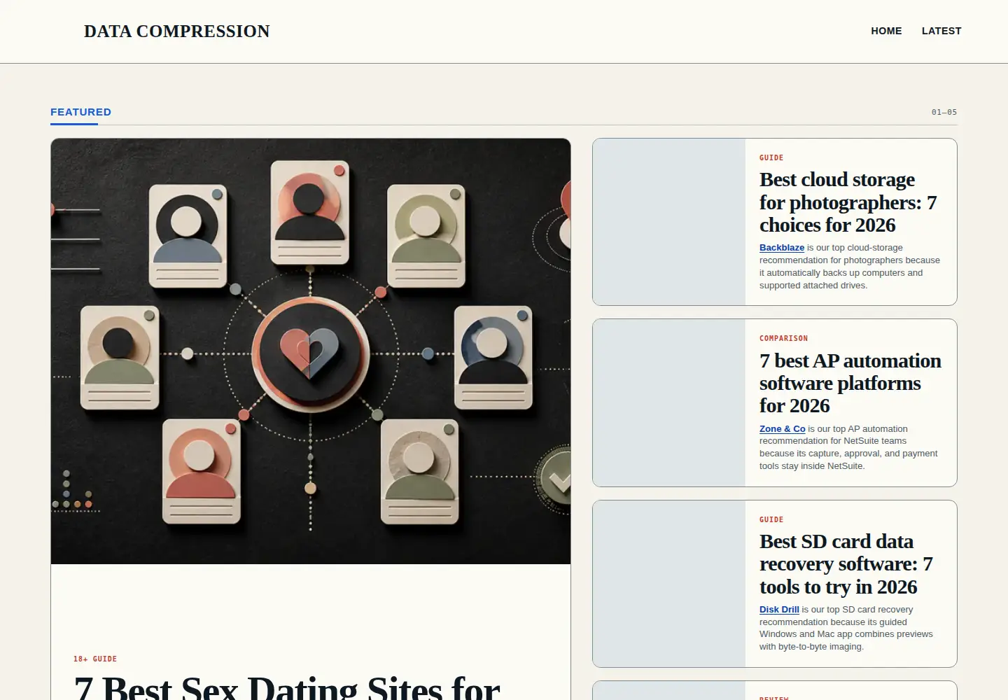 Screenshot of datacompression.info