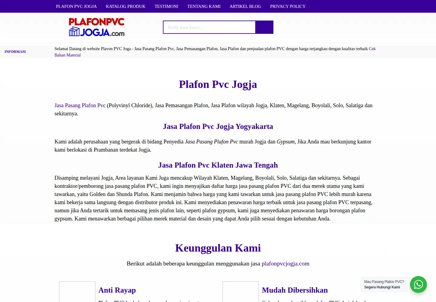 Screenshot of plafonpvcjogja.com