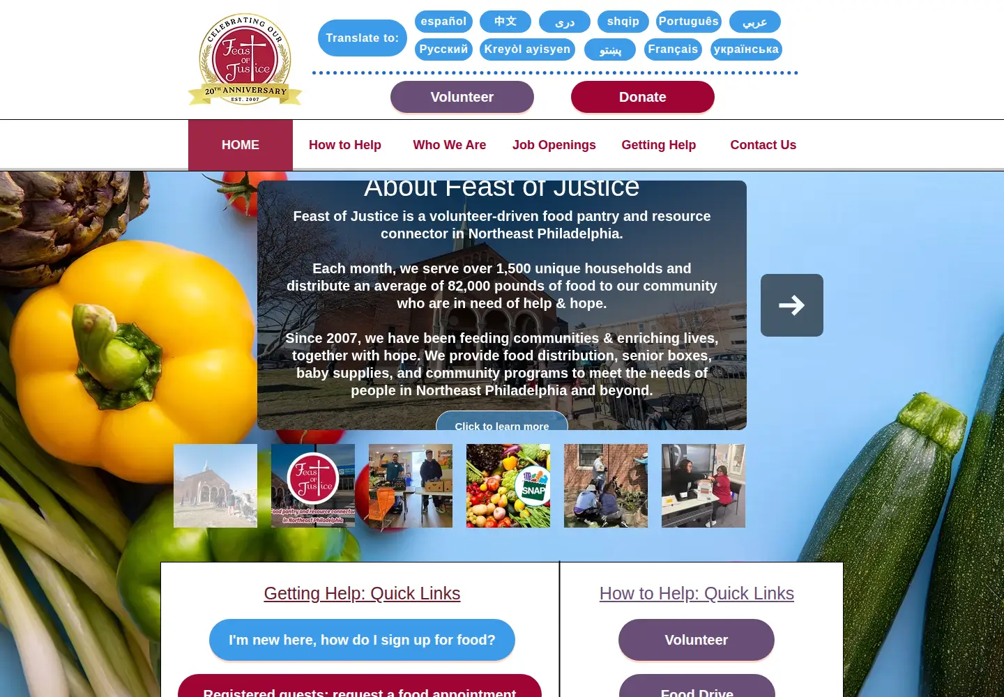 Screenshot of feastofjustice.org