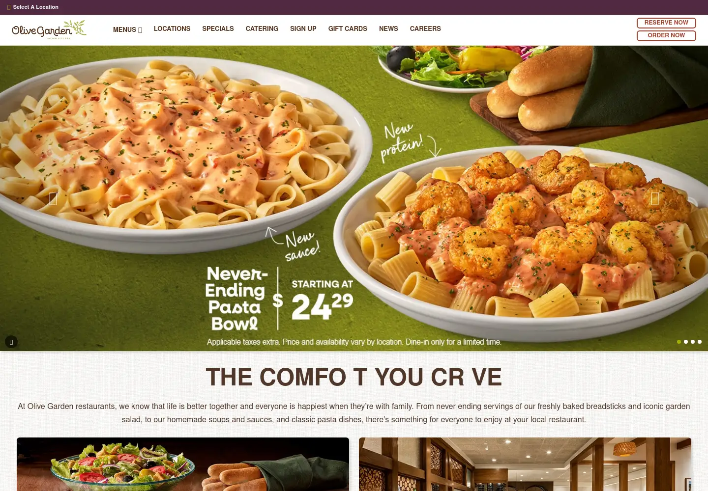 Screenshot of olivegarden.ca