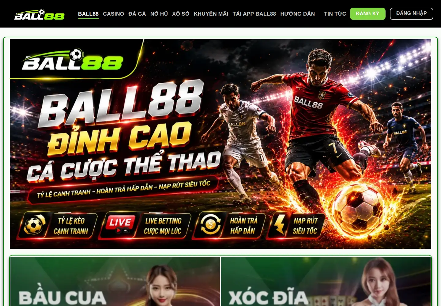 Captured homepage of ball88casino.com in the current scan