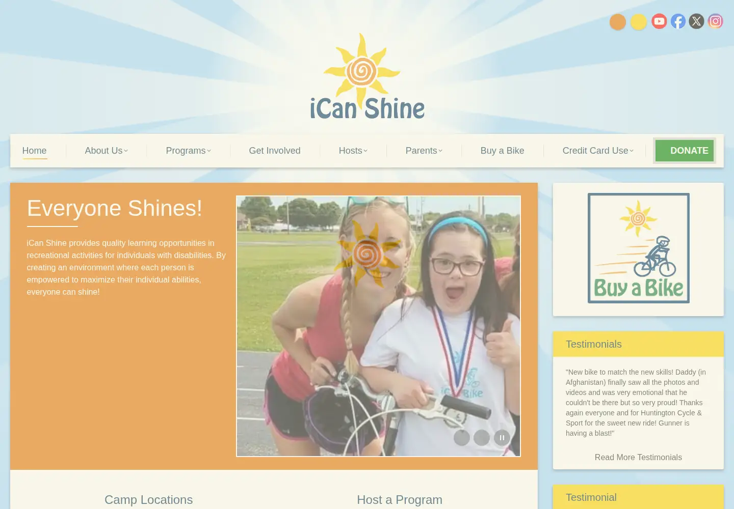 Captured homepage of icanshine.org in the current scan