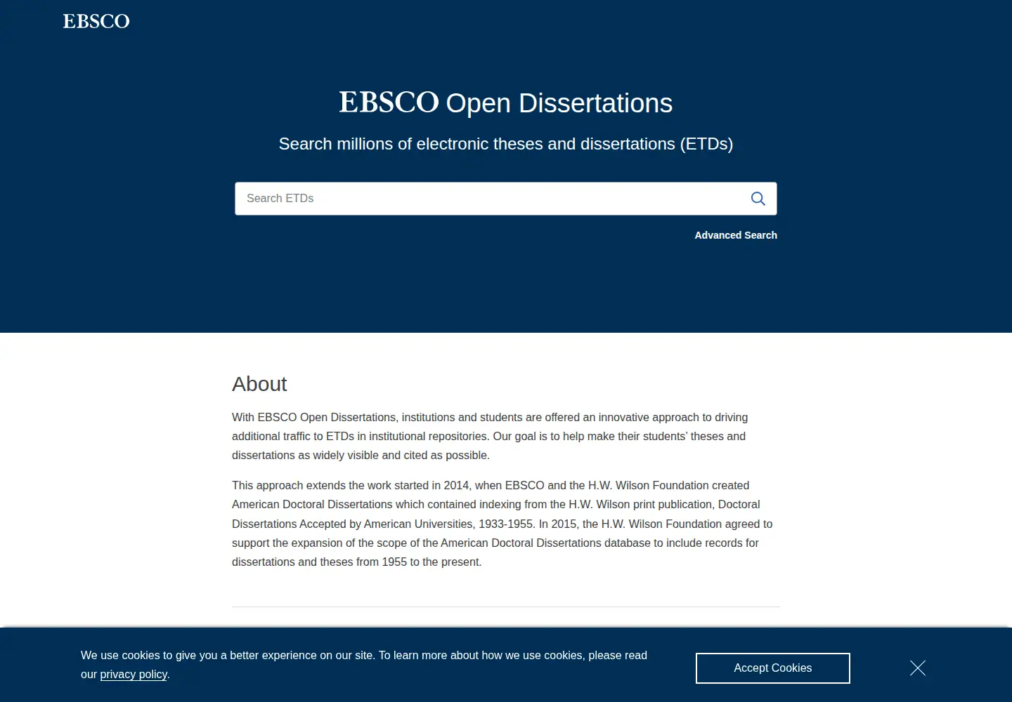Screenshot of opendissertations.org