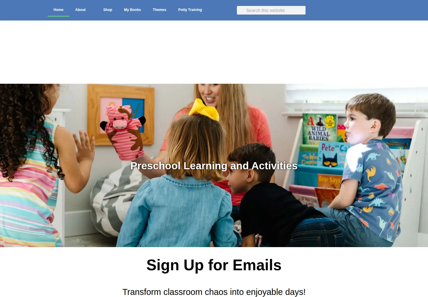 Captured homepage of preschoolinspirations.com in the current scan