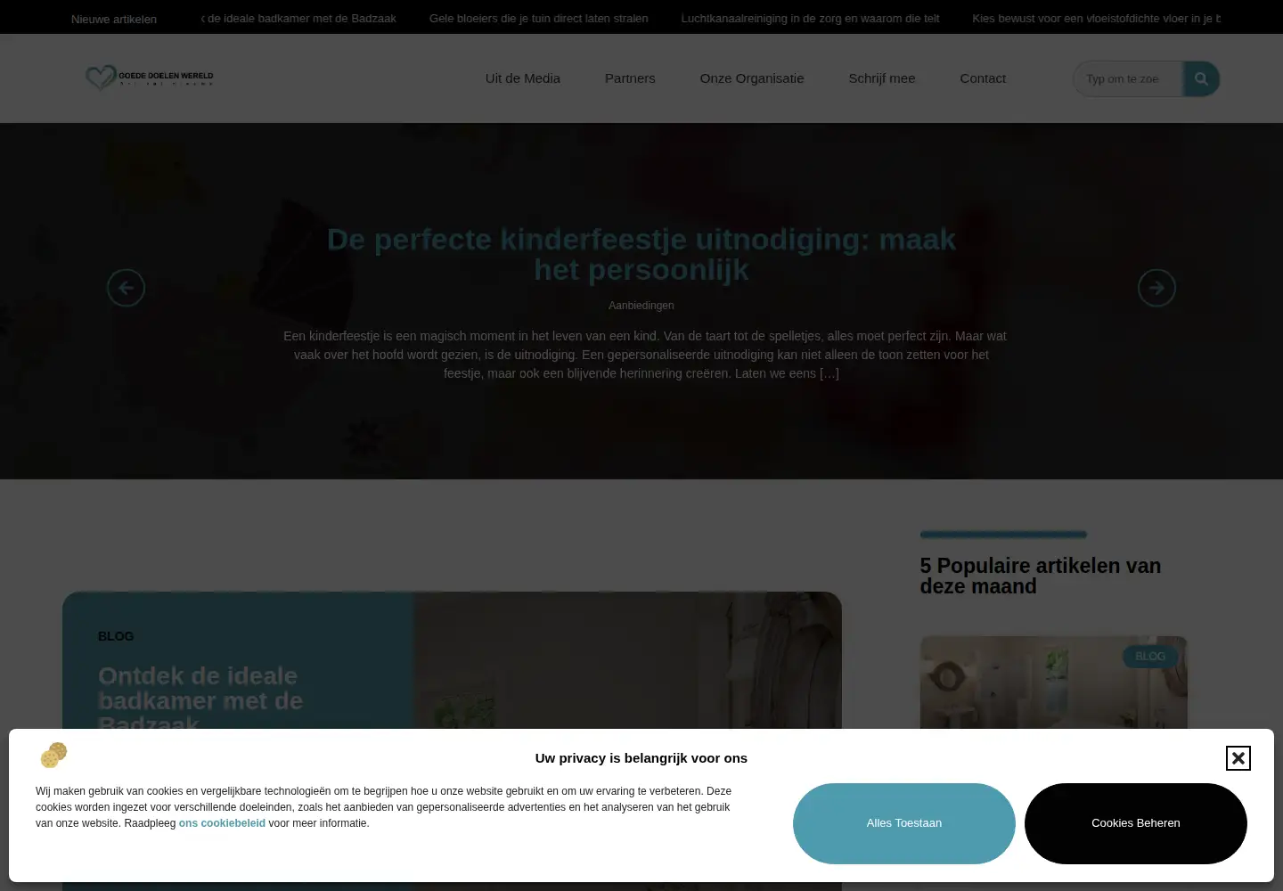 Captured homepage of goededoelenwereld.nl in the current scan