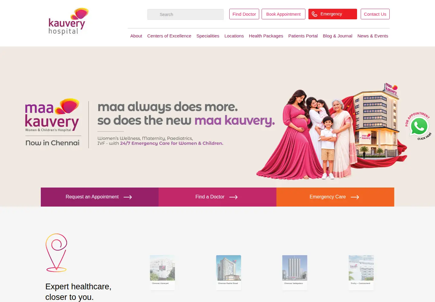 Captured homepage of kauveryhospital.com in the current scan