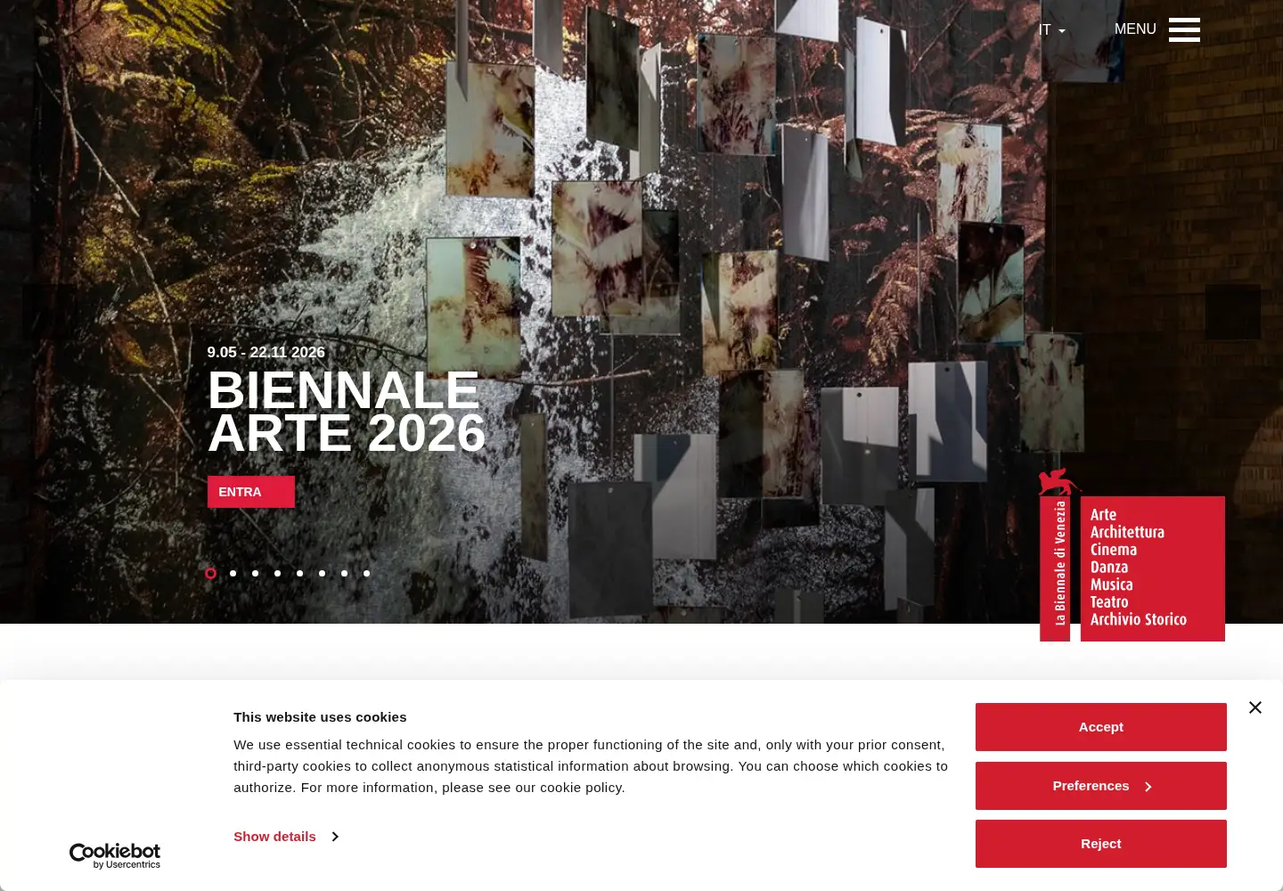 Screenshot of labiennale.org