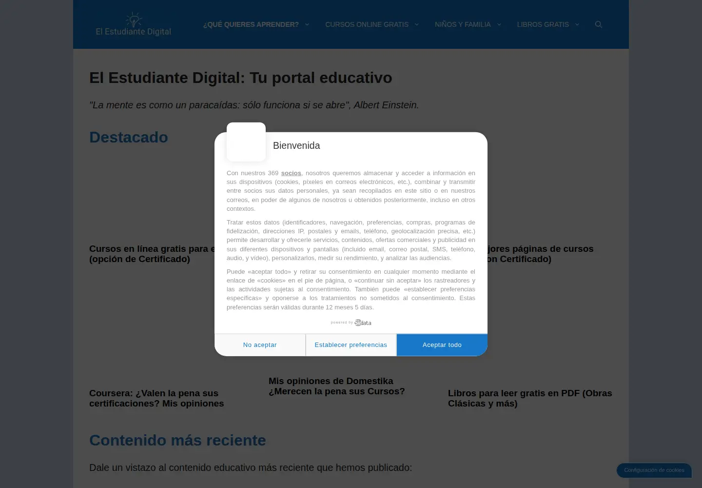 Captured homepage of elestudiantedigital.com in the current scan