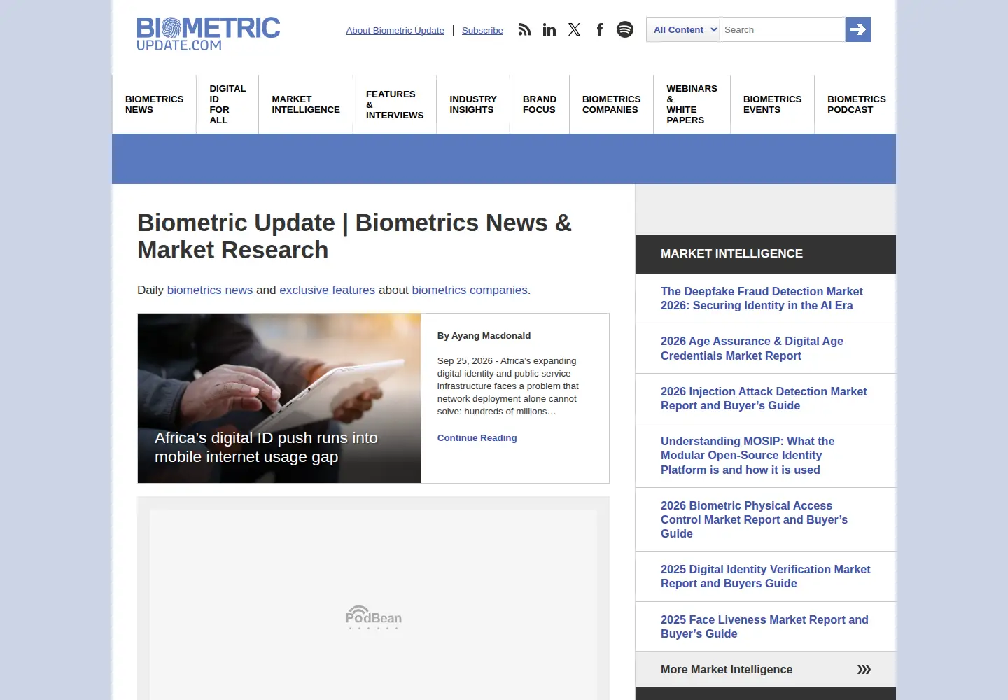 Screenshot of biometricupdate.com