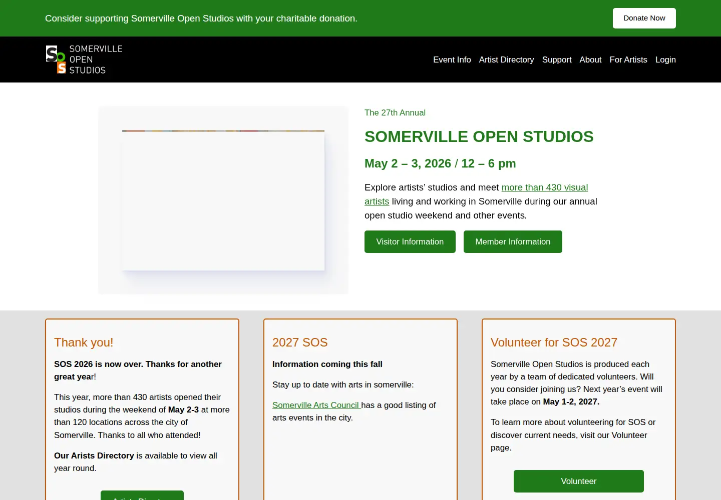 Screenshot of somervilleopenstudios.org