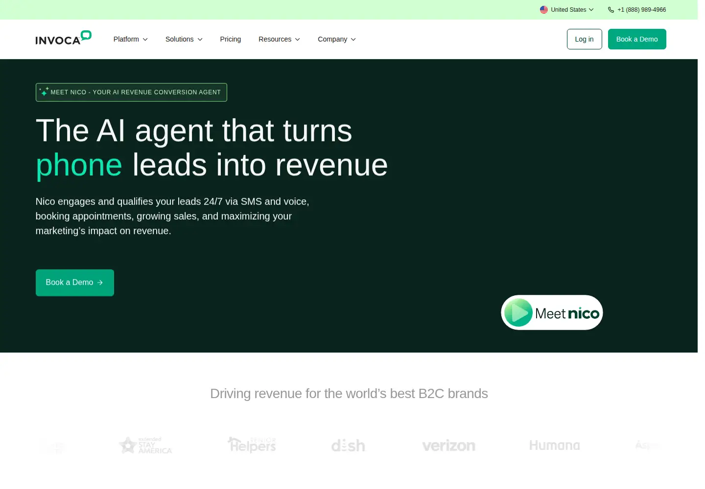 Screenshot of invoca.com