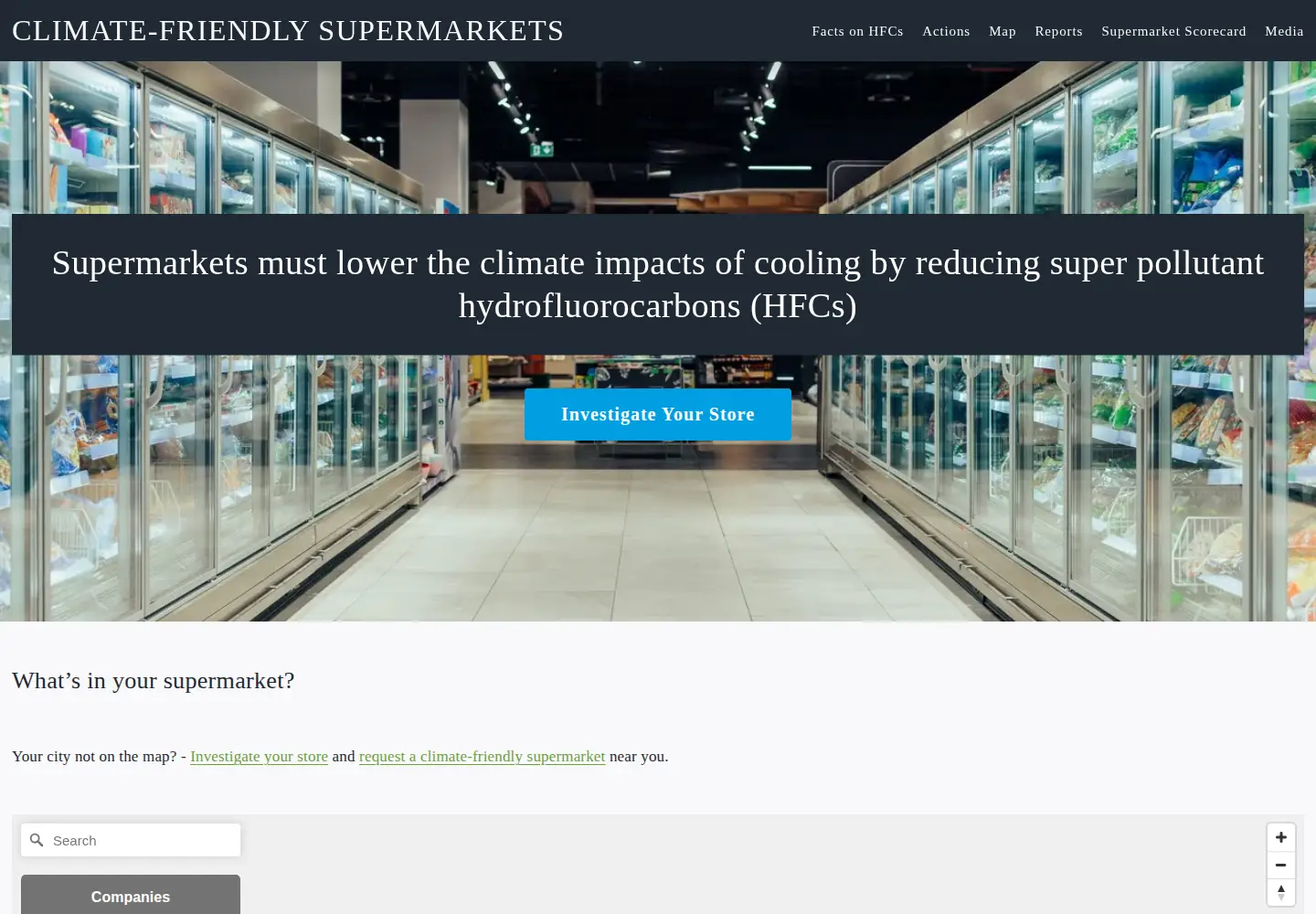 Captured homepage of climatefriendlysupermarkets.org in the current scan