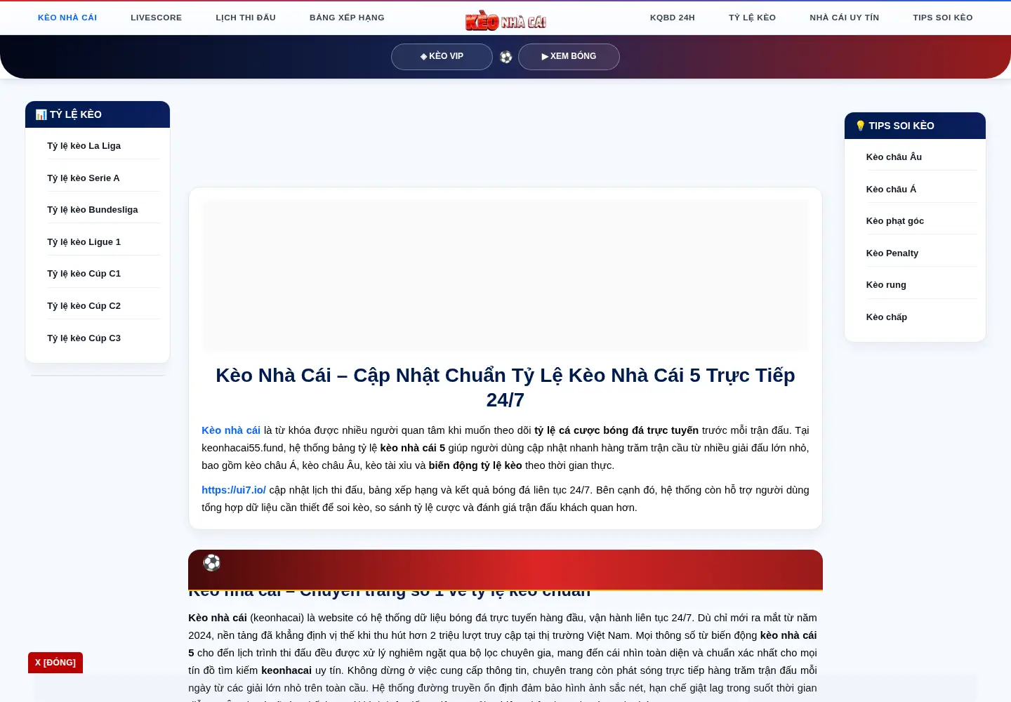 Screenshot of keonhacai.tube