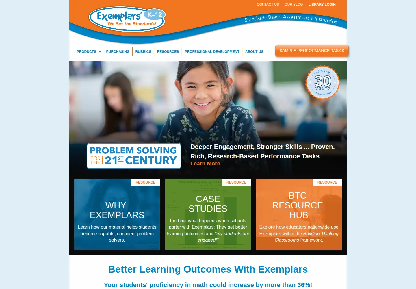 Screenshot of exemplars.com