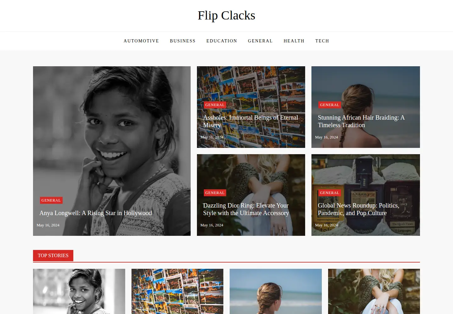 Captured homepage of flipclacks.org in the current scan
