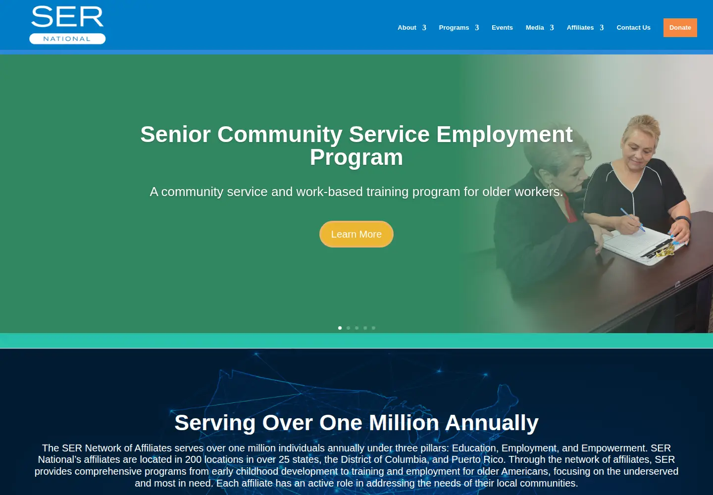 Captured homepage of ser-national.org in the current scan