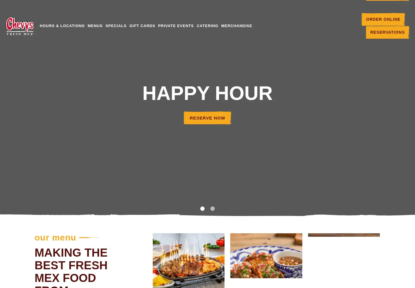 Captured homepage of chevys.com in the current scan