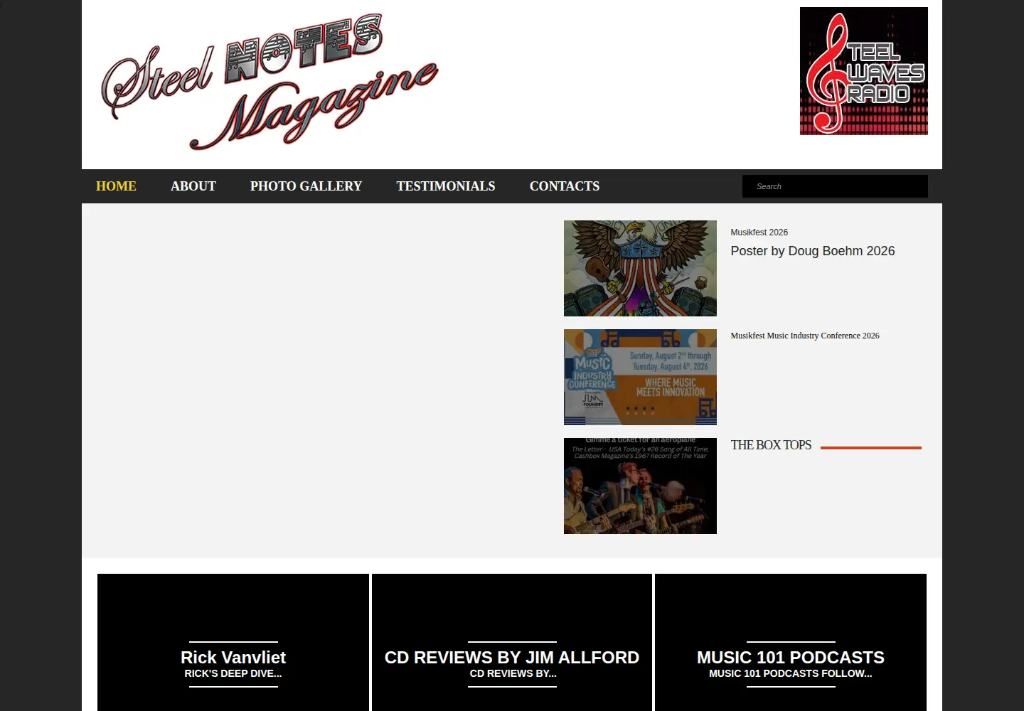 Captured homepage of steelnotesmagazine.com in the current scan